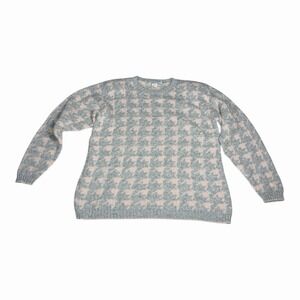 Vtg In Resource Doris Skis Sweater Women's Large Pink Gray Stripe 90s Blend